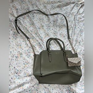 Nine West Duval Satchel - Olive Green with Removable Card Case